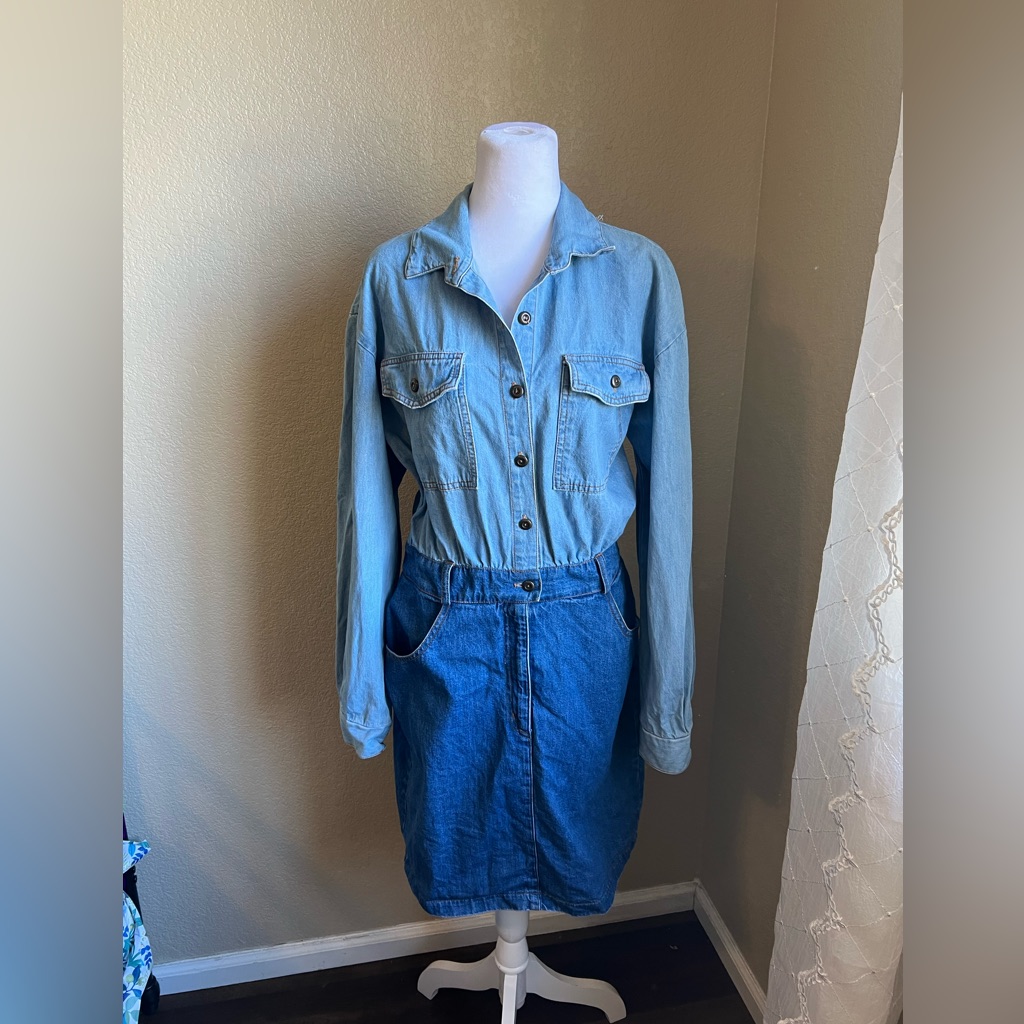 Vintage Tickets Denim Button Down Short And Denim Skirt 8 Vintage Tickets Denim Button Down Short And Denim Skirt 8